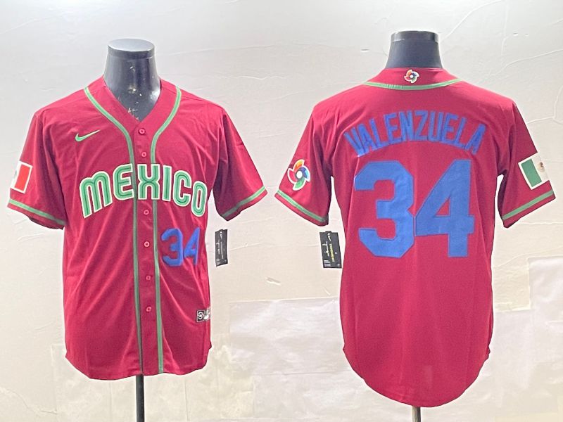 Men 2025 World Cub Mexico #34 Valenzuela Red Nike MLB Jersey style 9->ncaa teams->NCAA Jersey
